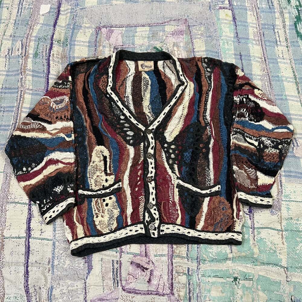 Vintage Coogi Classic Cardigan Knit Sweater medium